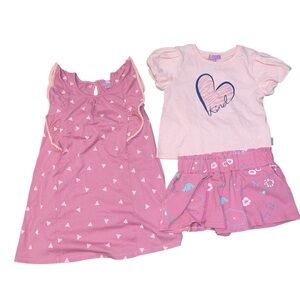Mila & Emma 3 piece toddler bundle dress, T-shirt and shorts